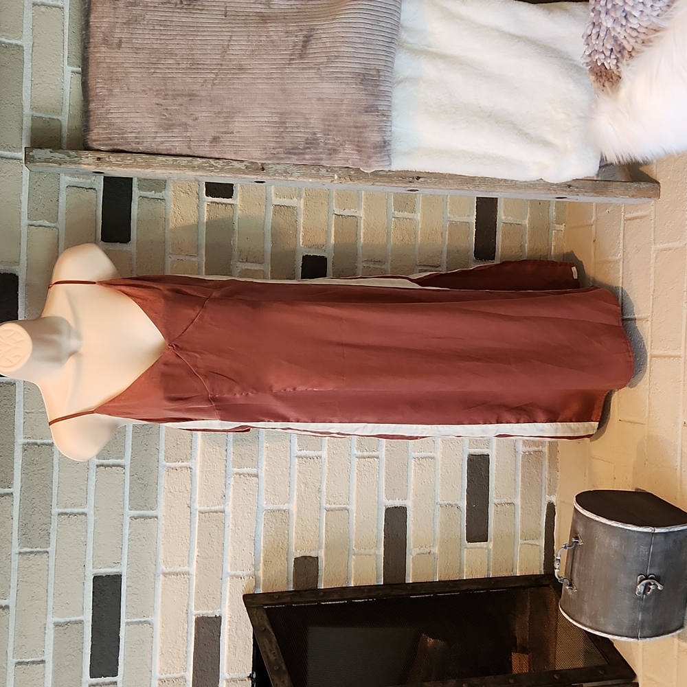 Wild Honey Vintage Y2K Satin Maxi Slip Dress Colorblock Stripe NWT